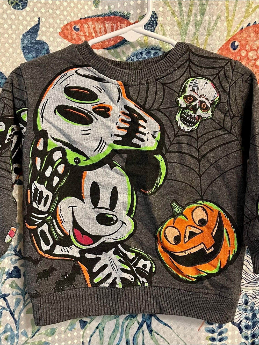 Disney Halloween Sweatshirt in Gray with Orange & Green Graphic